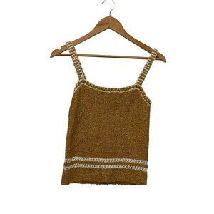 Anthropologie Mustard Irina Knit Crochet Summer Boho Hippie Tank Women's Size XS